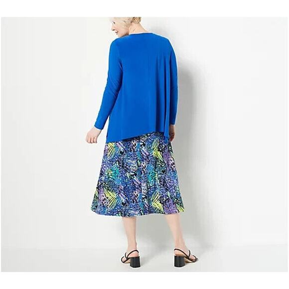 ATTITUDES BY RENEE NEW $82 Como Jersey Midi Dress &‎ Cardigan Set Red/Black 1XT - Picture 3 of 5